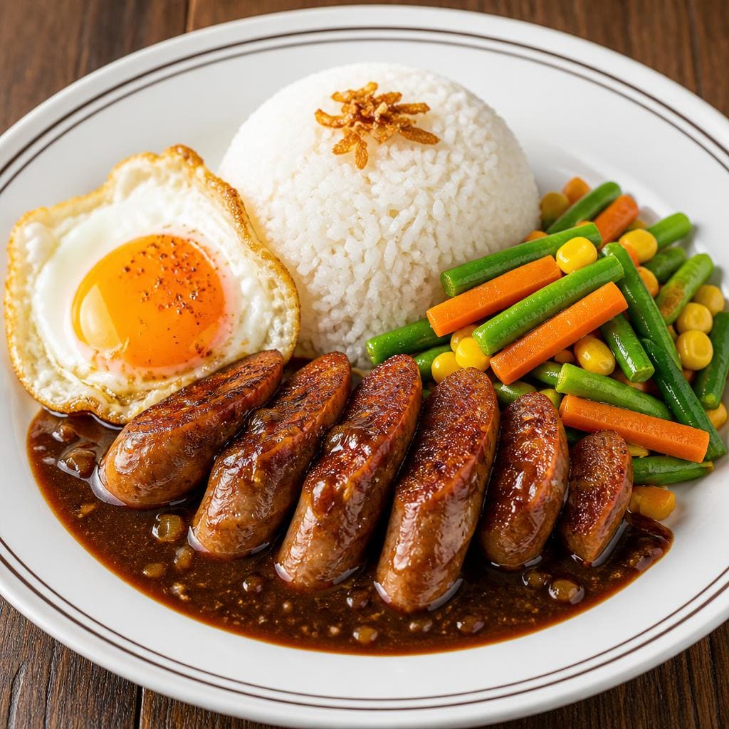 Rice Beef Sozis dengan sosis daging sapi premium, nasi, telur, dan mix vegetable